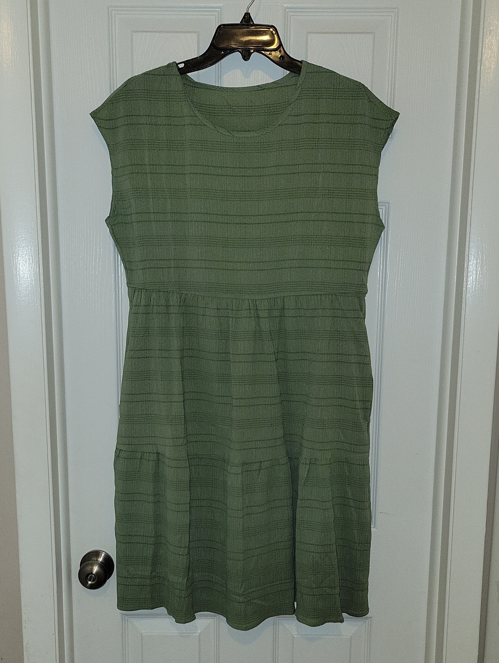 Casual Olive Green Women's Scoop Neck Dress
